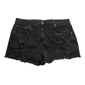 Almost Famous Size 13 Black Distressed Ripped Jean Shorts